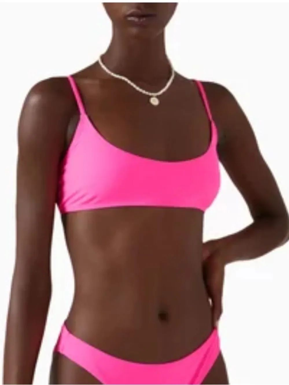 NEW Good American Deep Scoop Bikini Top Knockout Pink Women’s Small